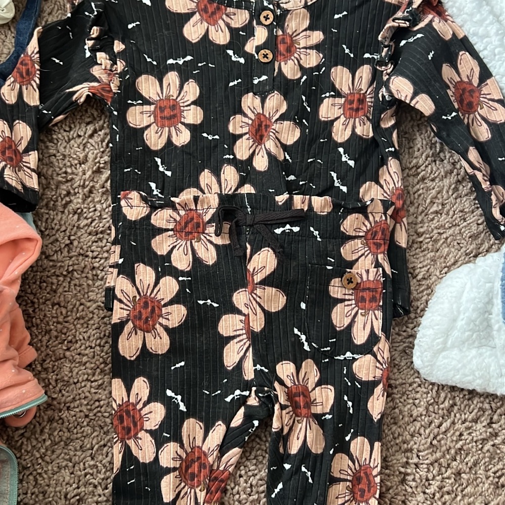 Black and Pink Floral Jumpsuit Set